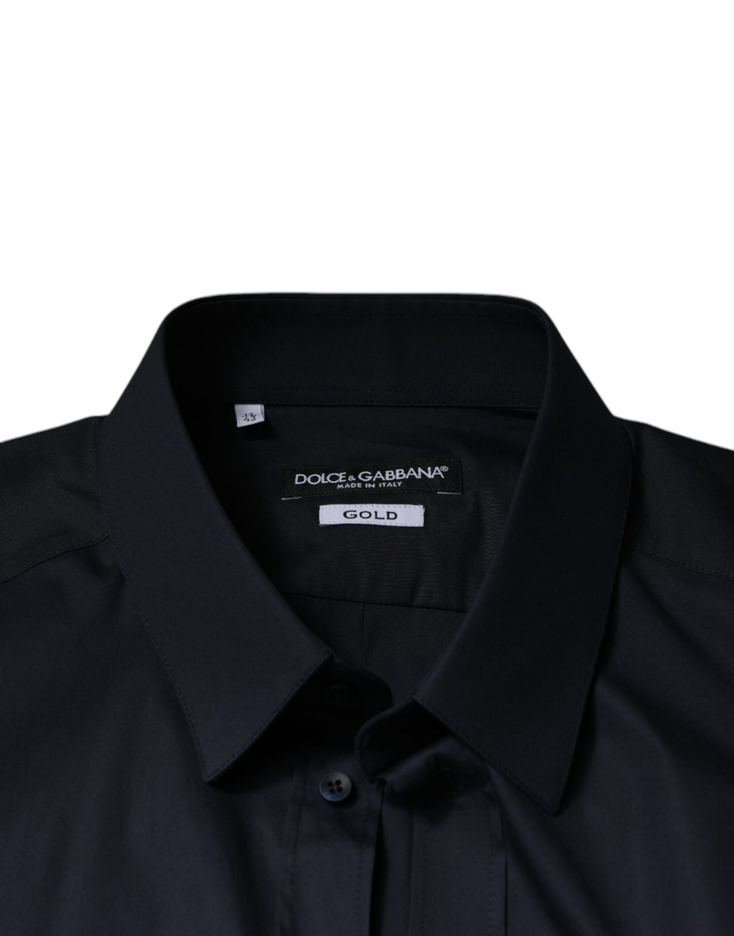 Dolce & Gabbana Black Cotton Blend Formal GOLD Dress Shirt Dolce & Gabbana
