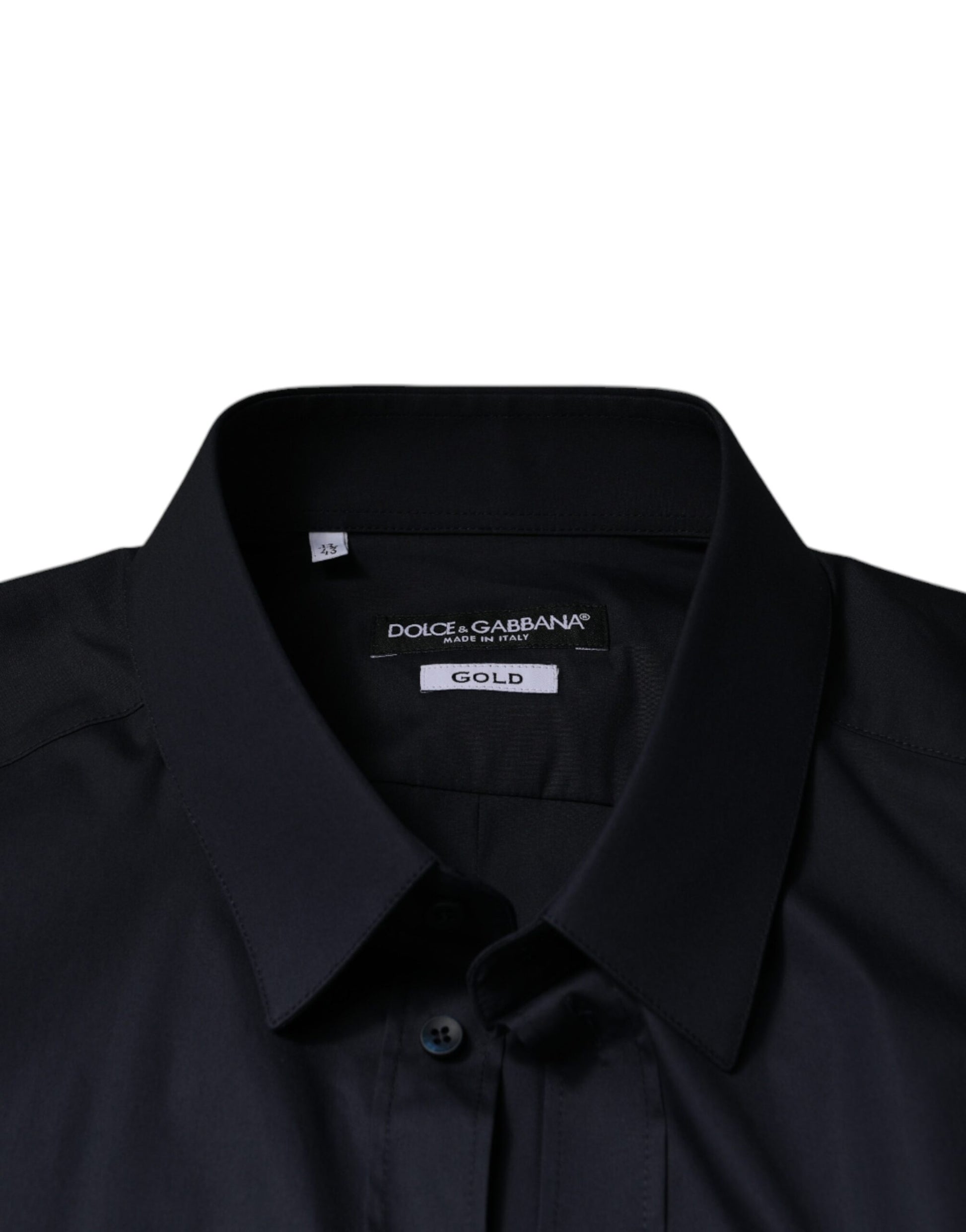 Dolce & Gabbana Black Cotton Blend Formal GOLD Dress Shirt Dolce & Gabbana