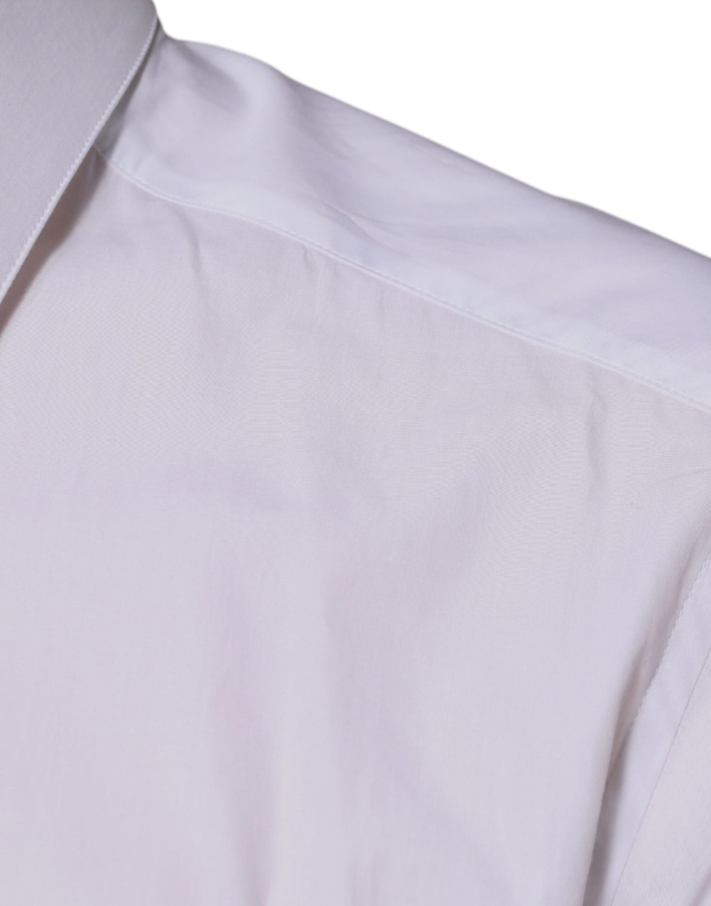 Dolce & Gabbana White Cotton Logo Formal Men GOLD Dress Shirt Dolce & Gabbana