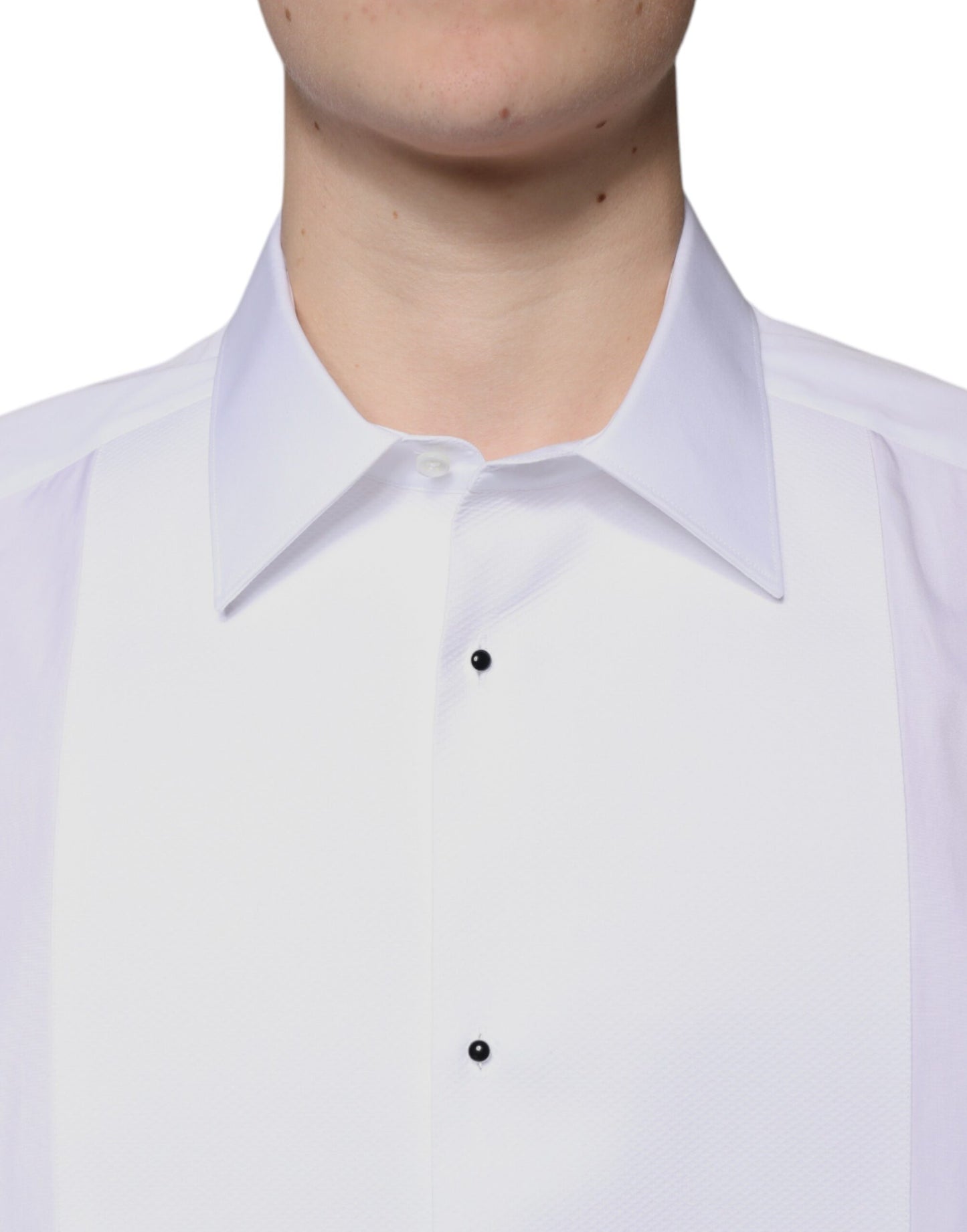 Dolce & Gabbana White Bib Cotton Poplin GOLD Formal Shirt Dolce & Gabbana