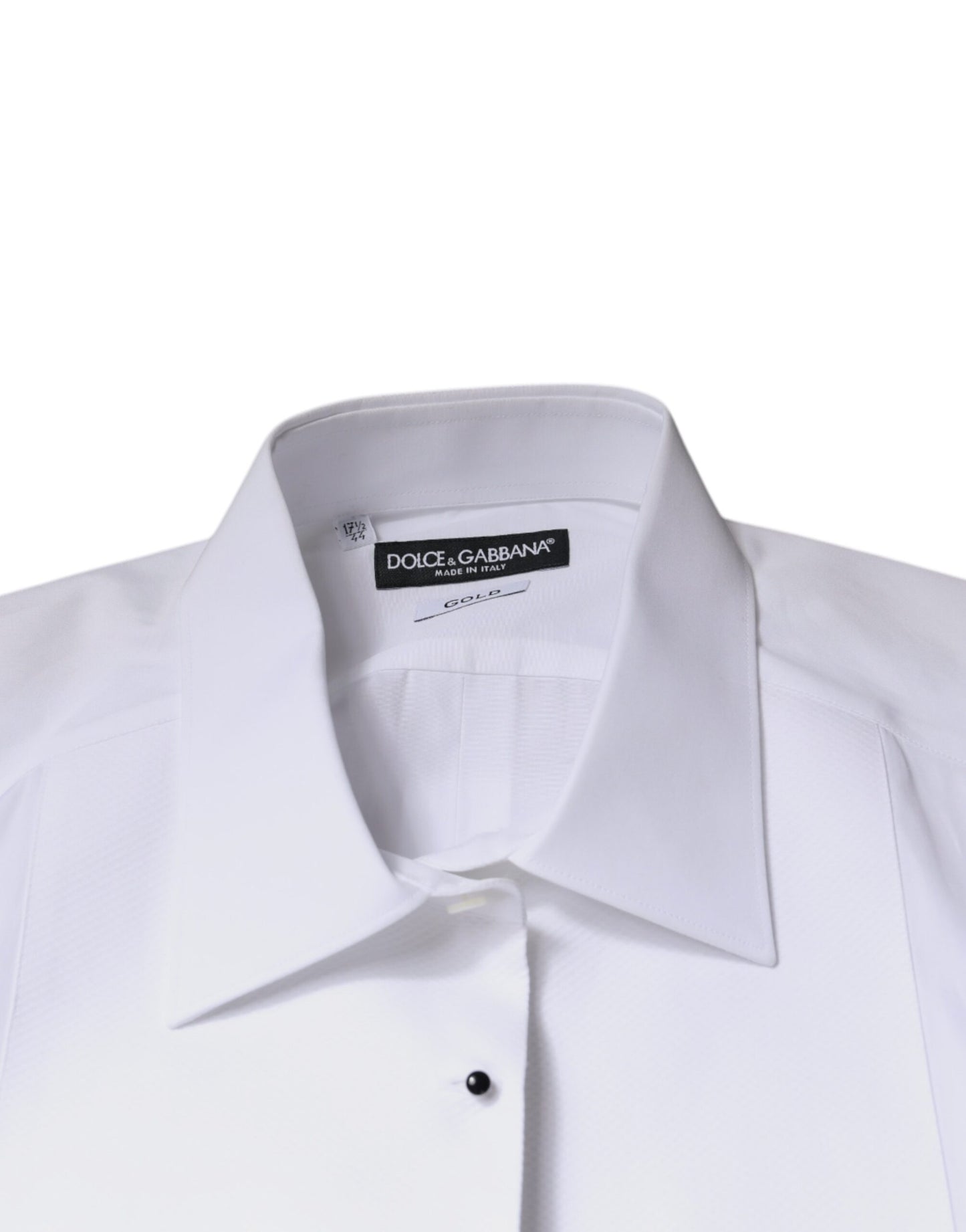 Dolce & Gabbana White Bib Cotton Poplin GOLD Formal Shirt Dolce & Gabbana