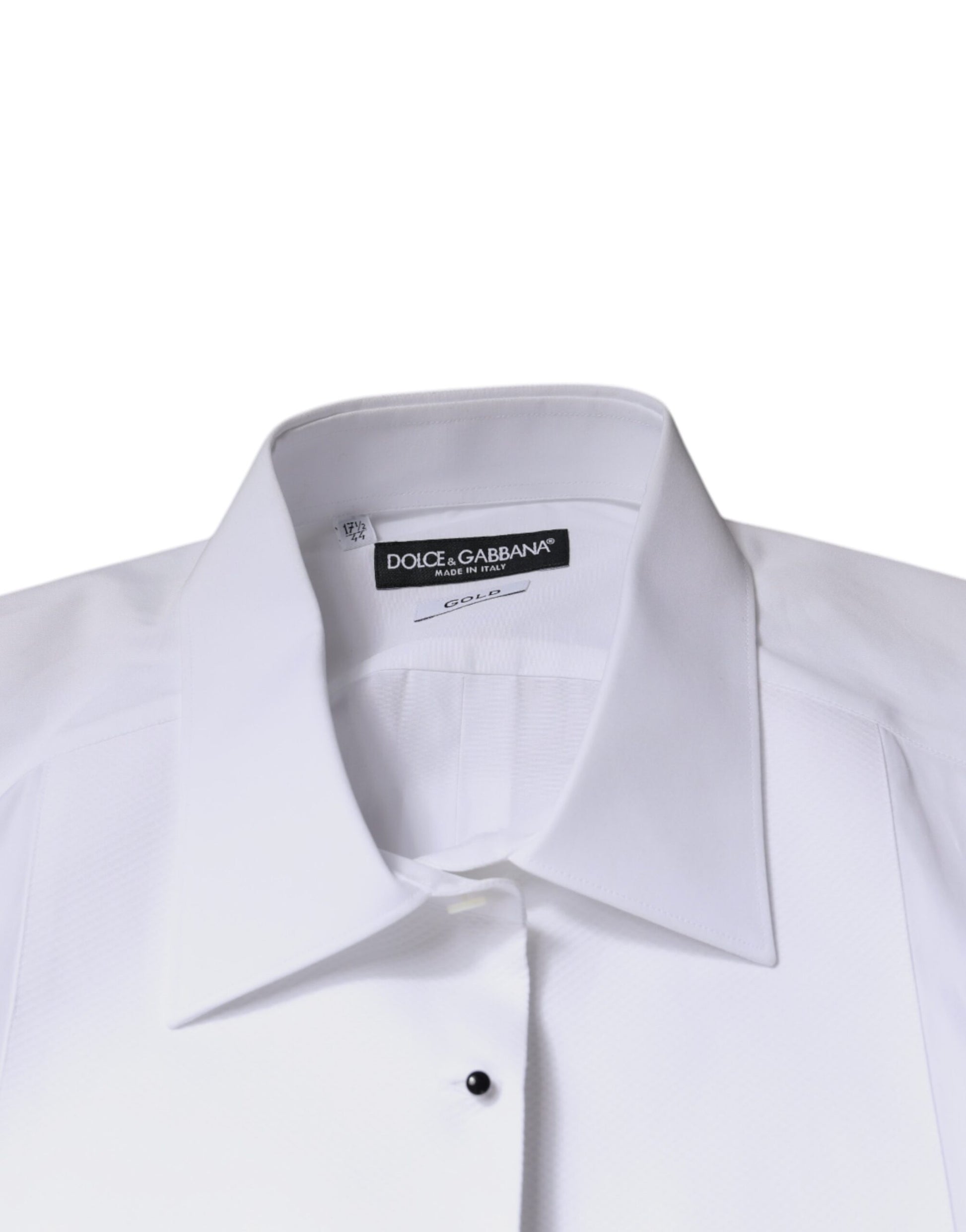 Dolce & Gabbana White Bib Cotton Poplin GOLD Formal Shirt Dolce & Gabbana