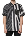 Dolce & Gabbana Black White Striped Button Down Casual Shirt - Eljoys Fashion 