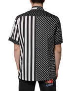 Dolce & Gabbana Black White Striped Button Down Casual Shirt - Eljoys Fashion 