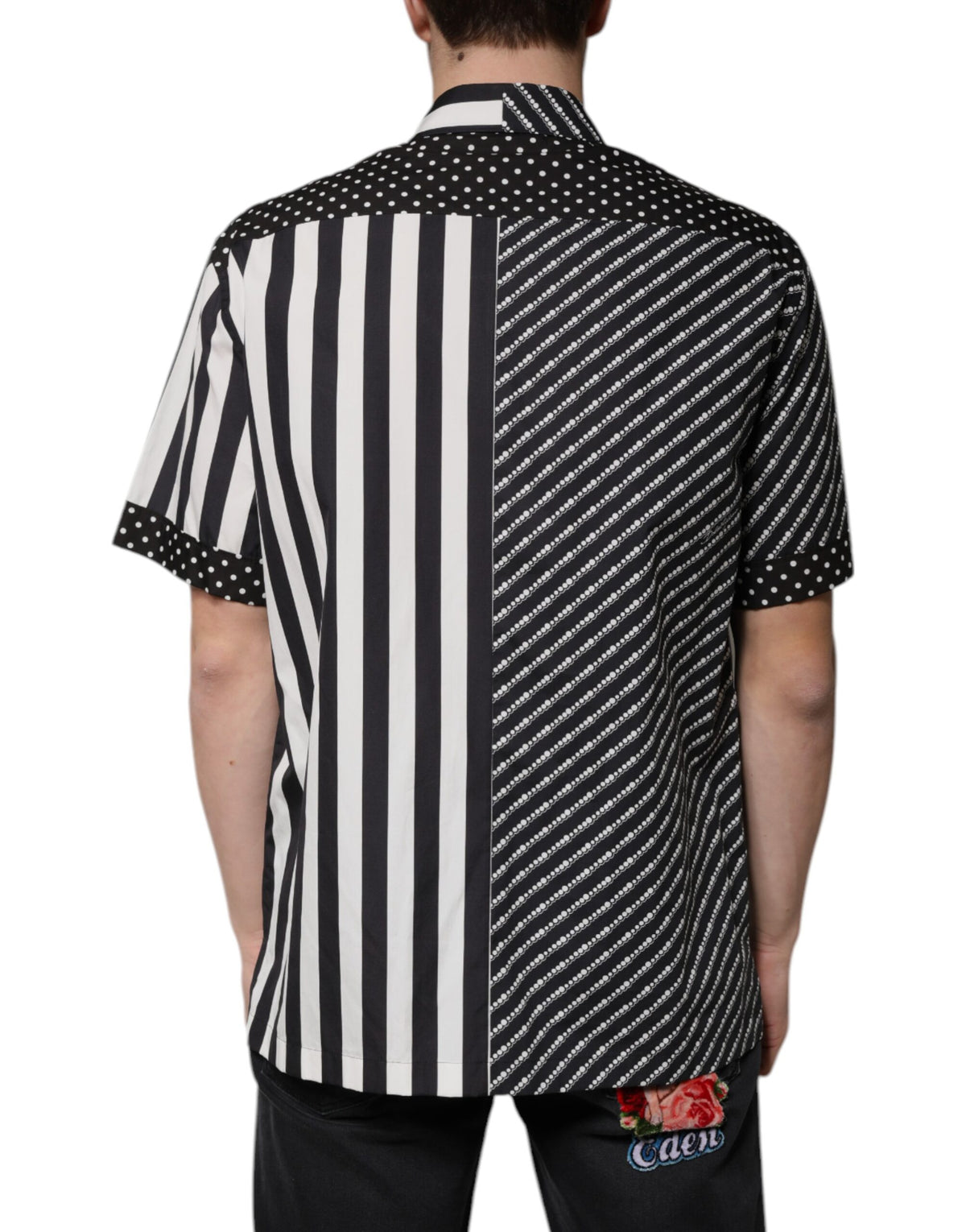 Dolce & Gabbana Black White Striped Button Down Casual Shirt - Eljoys Fashion 