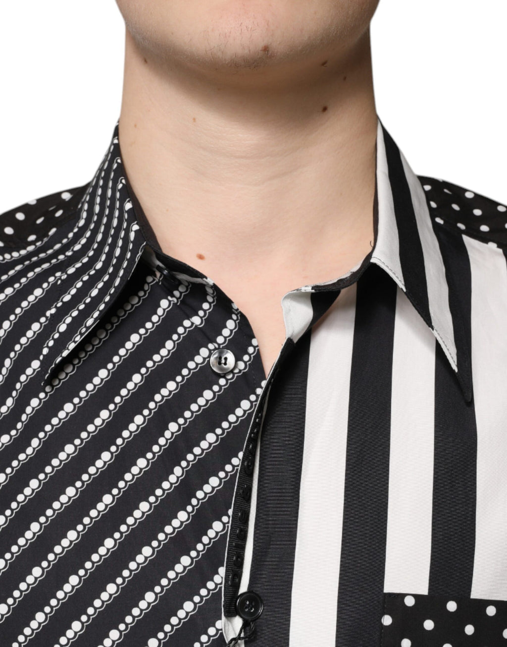 Dolce & Gabbana Black White Striped Button Down Casual Shirt - Eljoys Fashion 