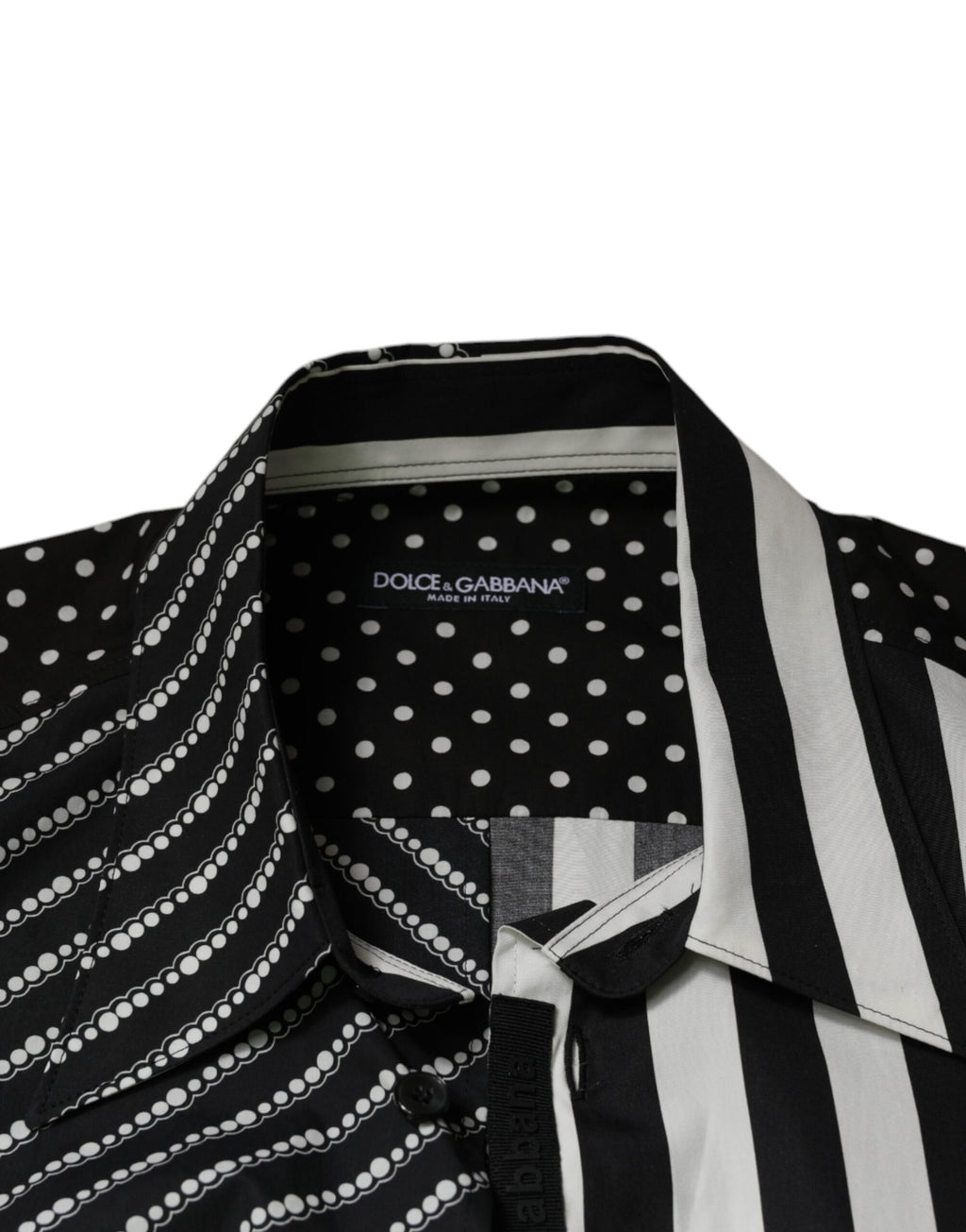 Dolce & Gabbana Black White Striped Button Down Casual Shirt - Eljoys Fashion 