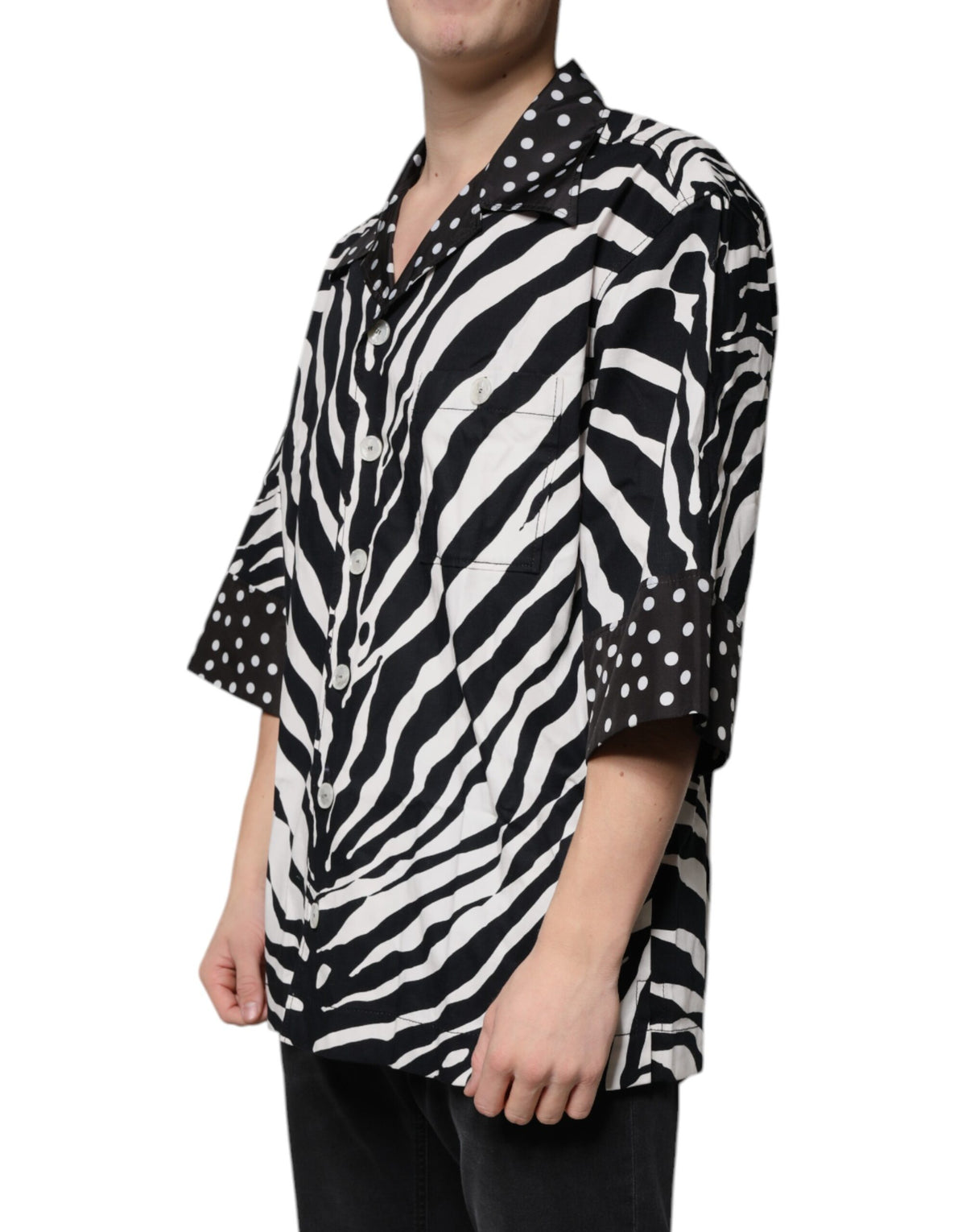 Dolce & Gabbana Black White Zebra Button Down Oversize Shirt - Eljoys Fashion 