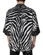 Dolce & Gabbana Black White Zebra Button Down Oversize Shirt - Eljoys Fashion 