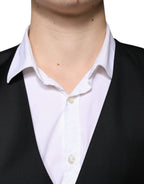 Dolce & Gabbana Black Wool Formal Dress Men Waistcoat Vest - Eljoys Fashion 
