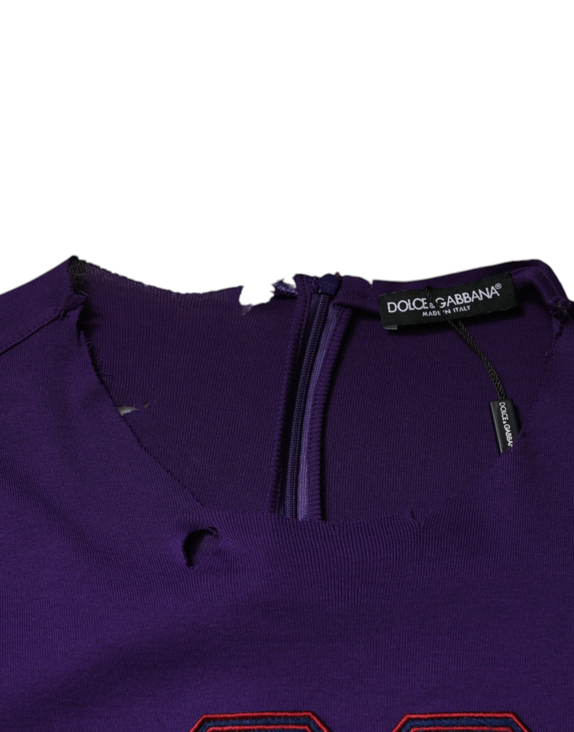 Dolce & Gabbana Purple Cotton Round Neck Pullover Men Sweater Dolce & Gabbana
