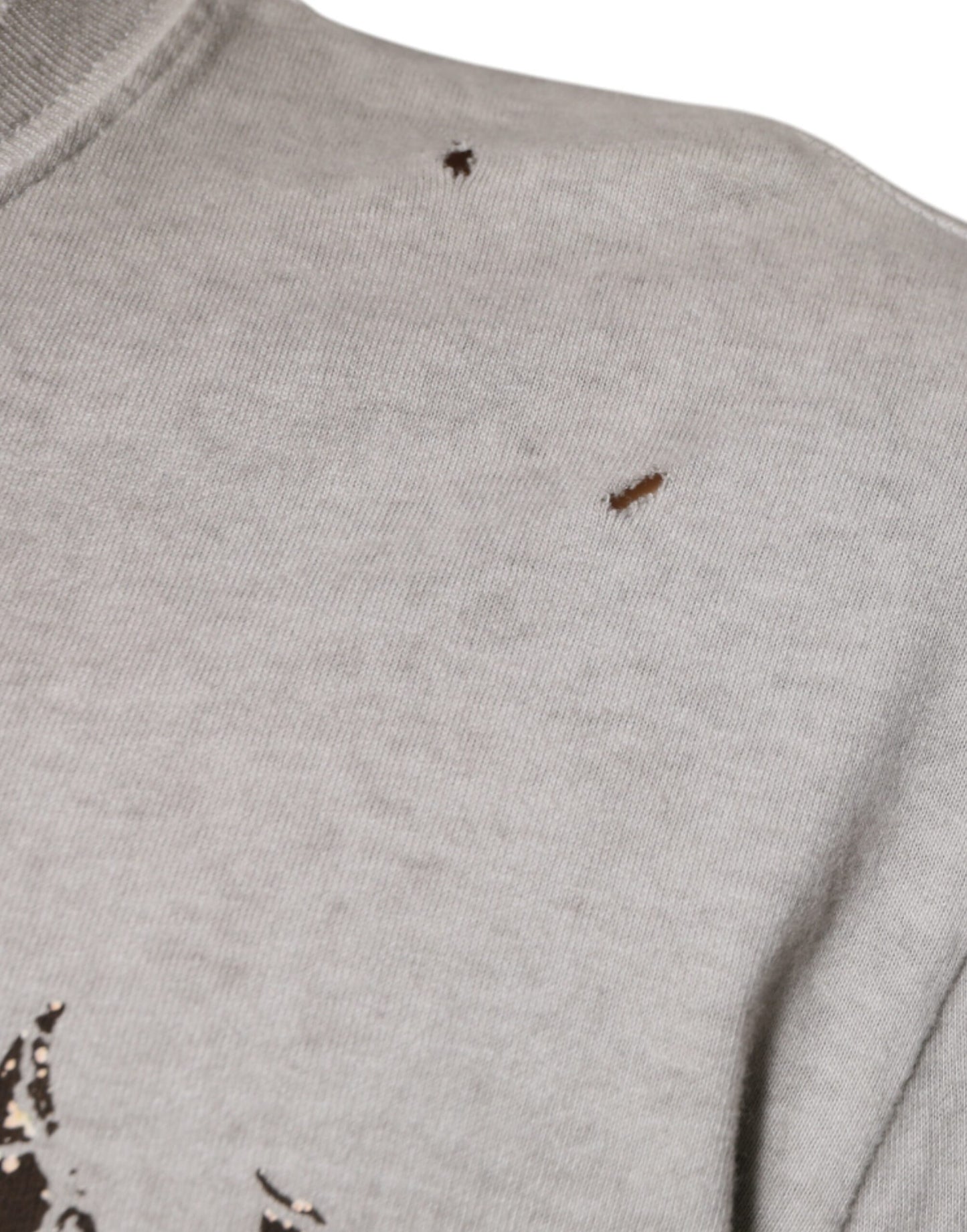 Dolce & Gabbana Gray Printed Cotton Crewneck Pullover Sweater Dolce & Gabbana