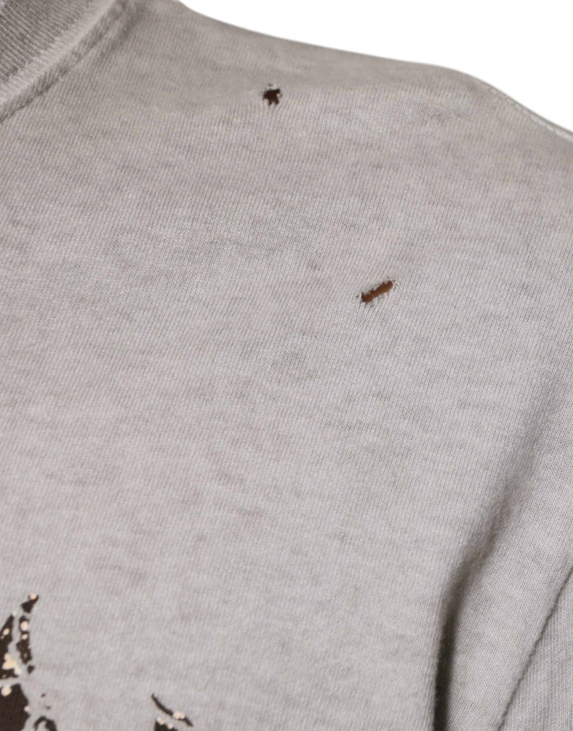 Dolce & Gabbana Gray Printed Cotton Crewneck Pullover Sweater Dolce & Gabbana