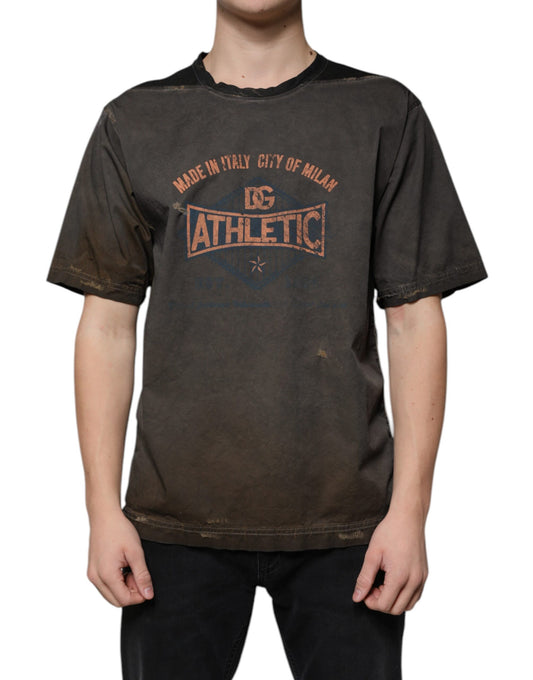 Dolce & Gabbana Brown Graphic Print Cotton Round Neck T-shirt Dolce & Gabbana