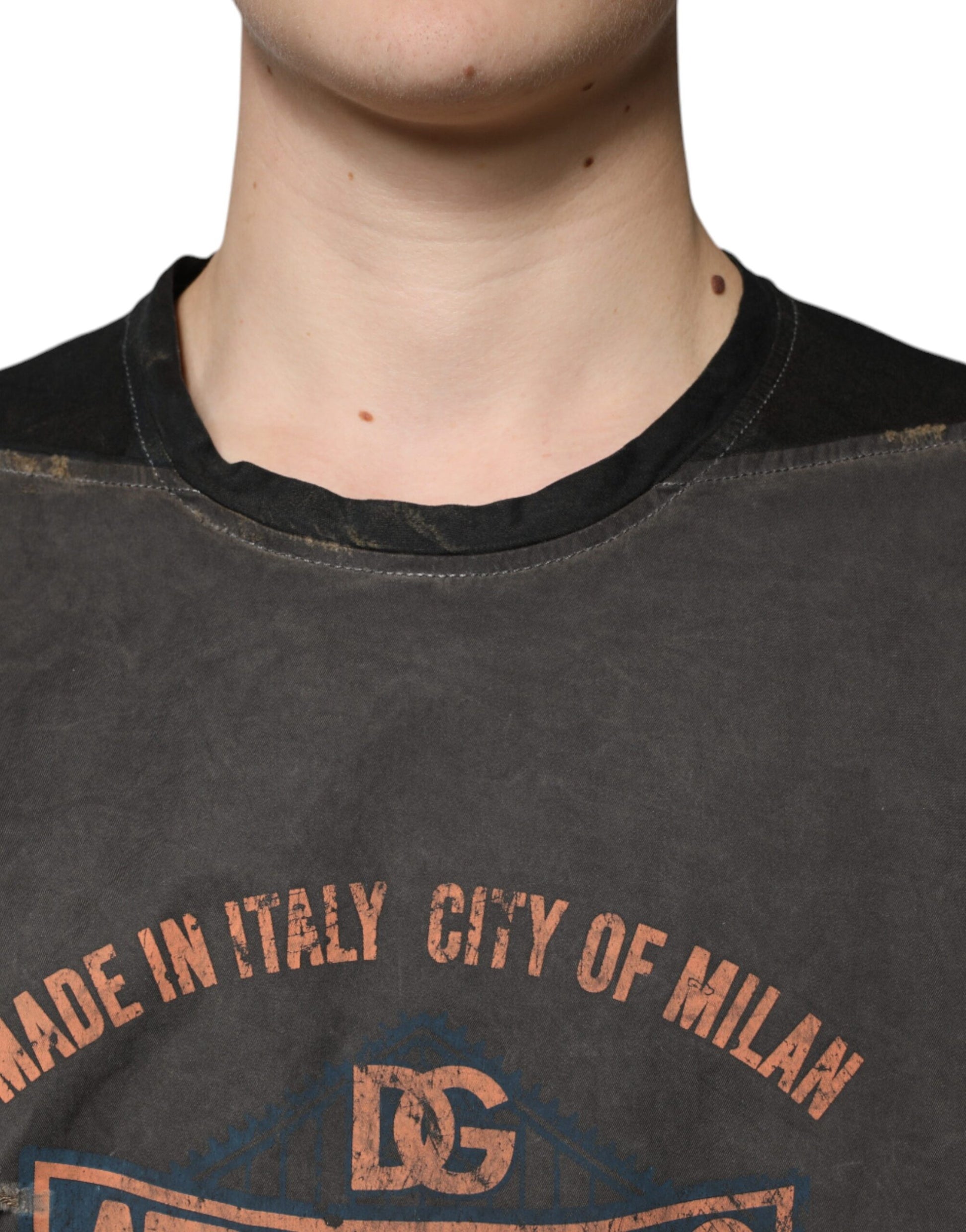 Dolce & Gabbana Brown Graphic Print Cotton Round Neck T-shirt Dolce & Gabbana