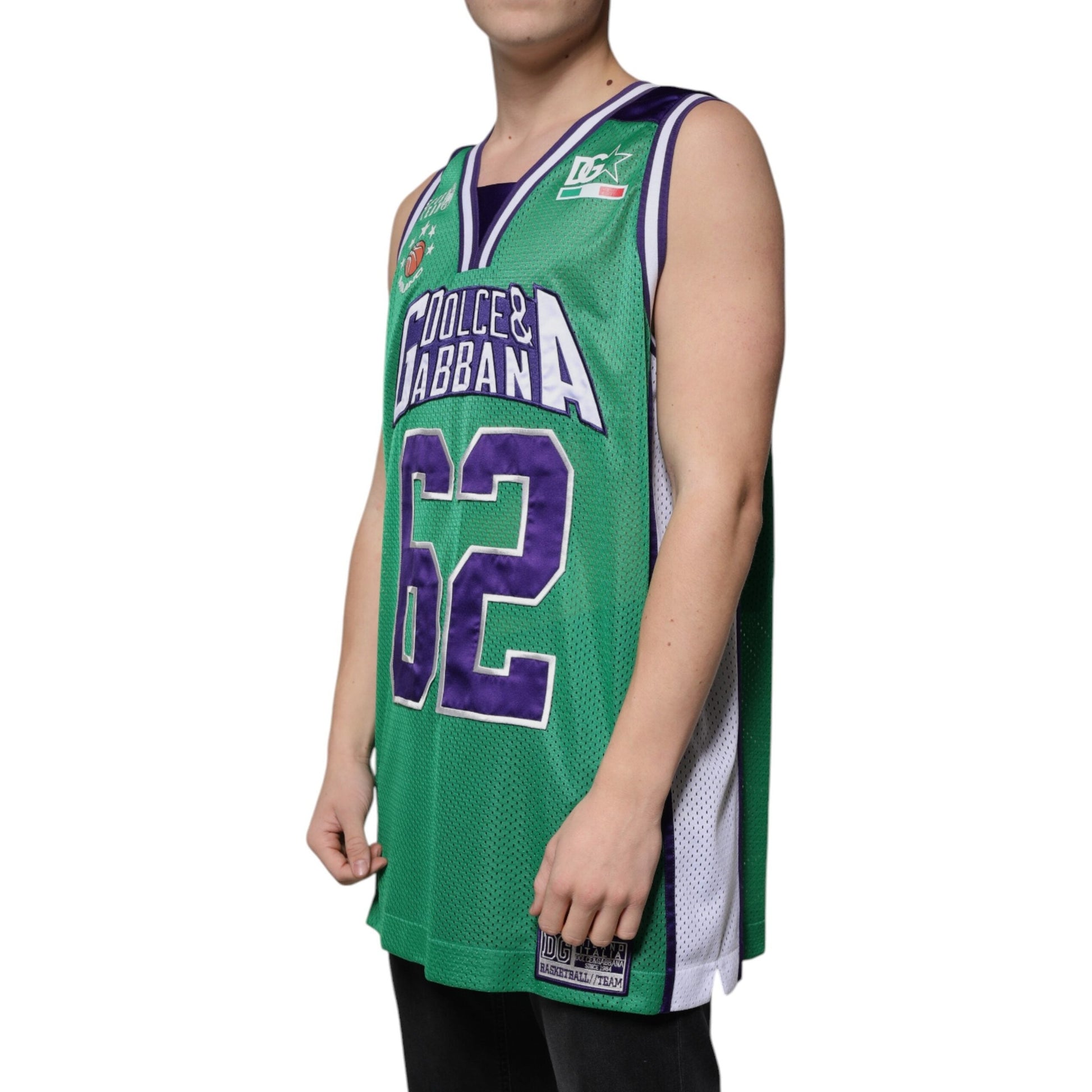 Dolce & Gabbana Green Polyester Jersey Sleeveless T-shirt Dolce & Gabbana