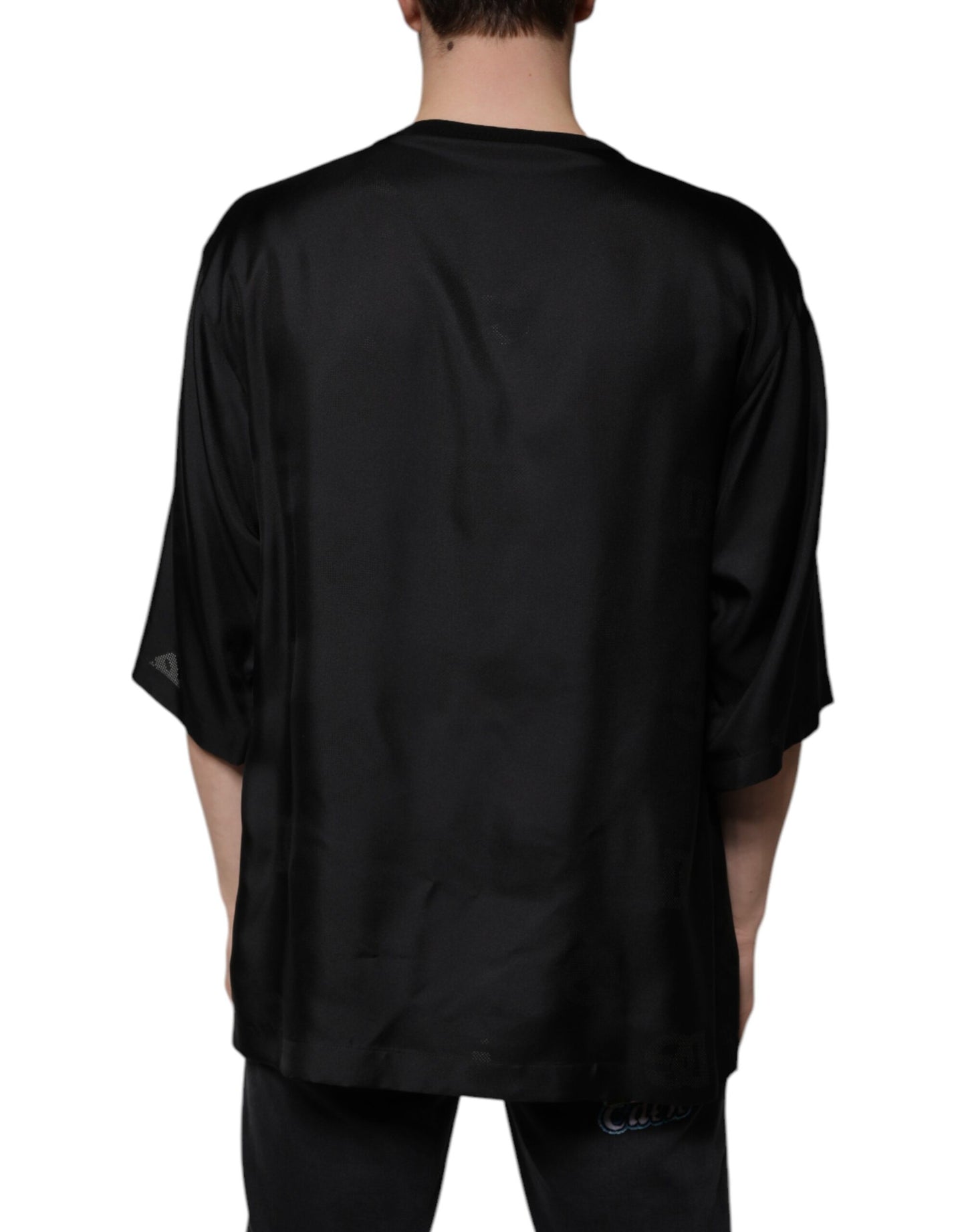 Dolce & Gabbana Black Cotton Square Neck Short Sleeve T-shirt Dolce & Gabbana