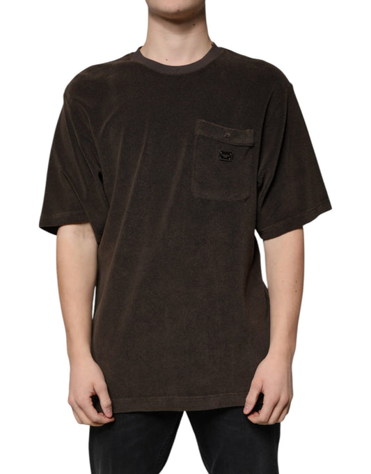 Dolce & Gabbana Brown Cotton Crew Neck Short Sleeves T-shirt Dolce & Gabbana