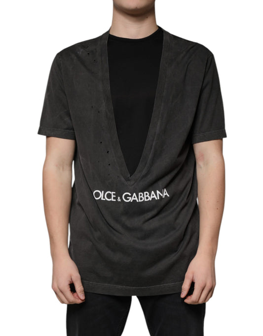 Dolce & Gabbana Black Cotton Crew Neck Short Sleeves T-shirt Dolce & Gabbana