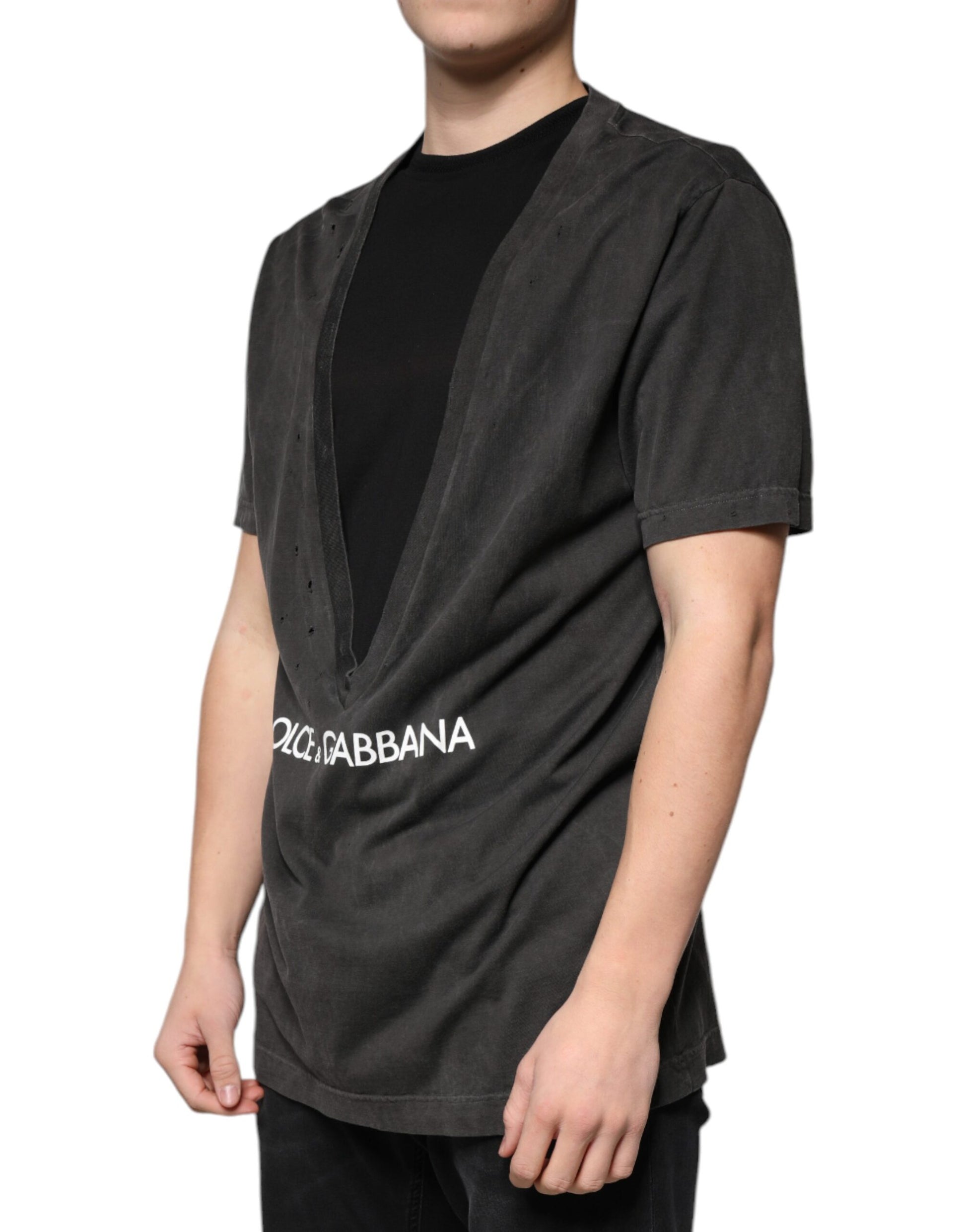 Dolce & Gabbana Black Cotton Crew Neck Short Sleeves T-shirt Dolce & Gabbana
