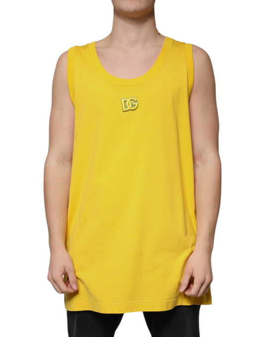 Dolce & Gabbana Yellow Cotton Round Neck Sleeveless T-shirt Dolce & Gabbana