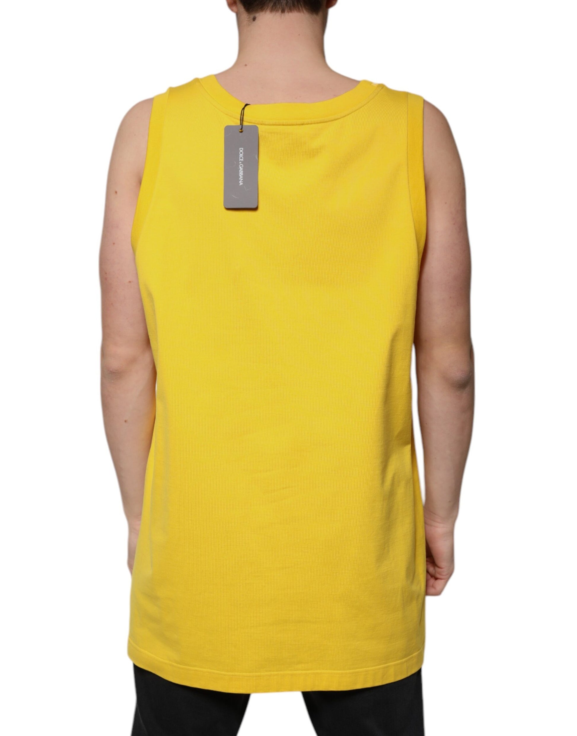 Dolce & Gabbana Yellow Cotton Round Neck Sleeveless T-shirt Dolce & Gabbana