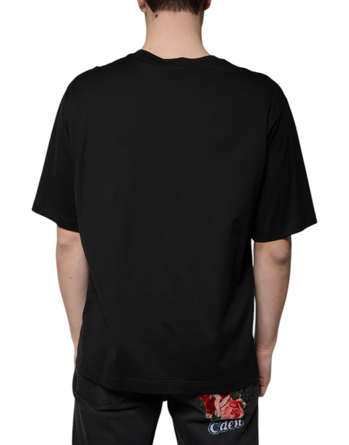 Dolce & Gabbana Black Cotton Crew Neck Short Sleeves T-shirt - Eljoys Fashion 