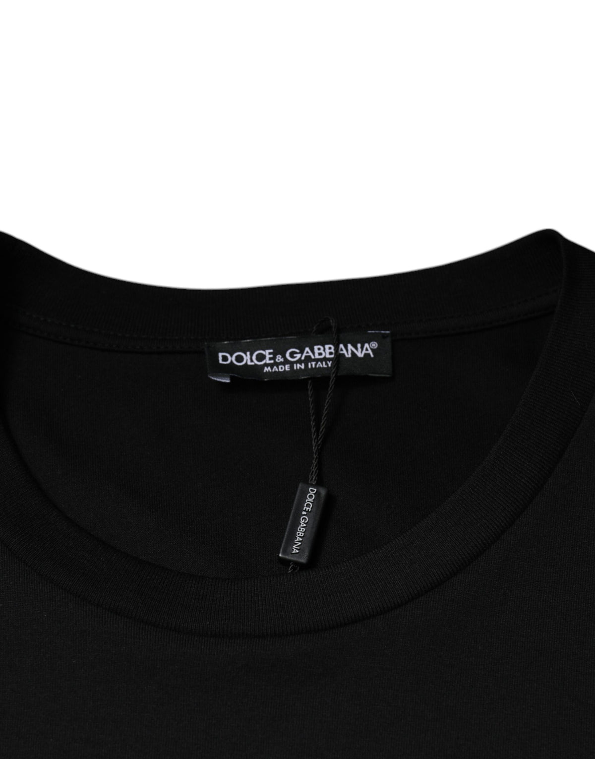 Dolce & Gabbana Black Cotton Crew Neck Short Sleeves T-shirt - Eljoys Fashion 