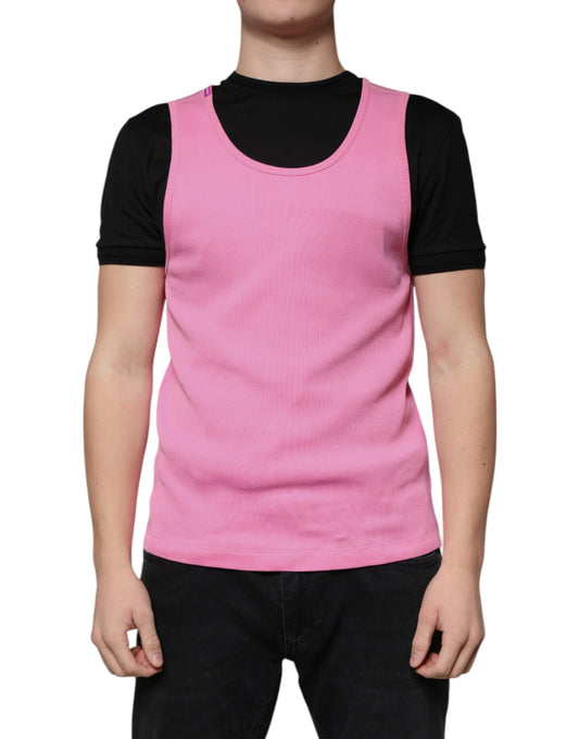 Dolce & Gabbana Pink Cotton Round Neck Sleeveless T-shirt Dolce & Gabbana