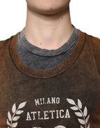 Dolce & Gabbana Brown Cotton Crew Neck Sleeveless T-shirt - Eljoys Fashion 