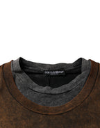 Dolce & Gabbana Brown Cotton Crew Neck Sleeveless T-shirt - Eljoys Fashion 