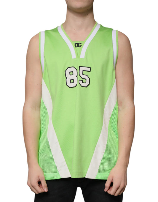 Dolce & Gabbana Green Polyester Jersey Sleeveless T-shirt Dolce & Gabbana