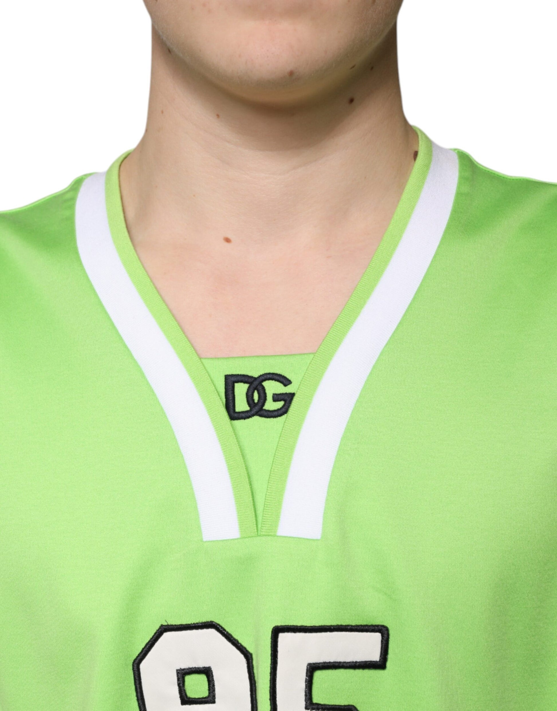 Dolce & Gabbana Green Polyester Jersey Sleeveless T-shirt Dolce & Gabbana