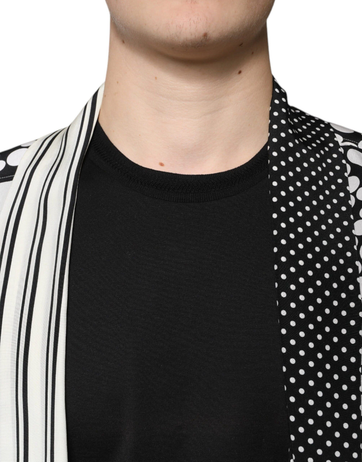 Dolce & Gabbana Black White Polka Dots Silk Men Casual Shirt - Eljoys Fashion 