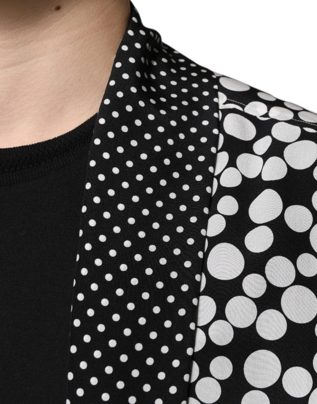 Dolce & Gabbana Black White Polka Dots Silk Men Casual Shirt - Eljoys Fashion 