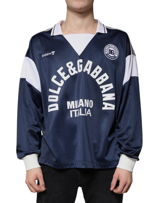 Dolce & Gabbana Blue White Milano Long Sleeve Jersey T-shirt Dolce & Gabbana