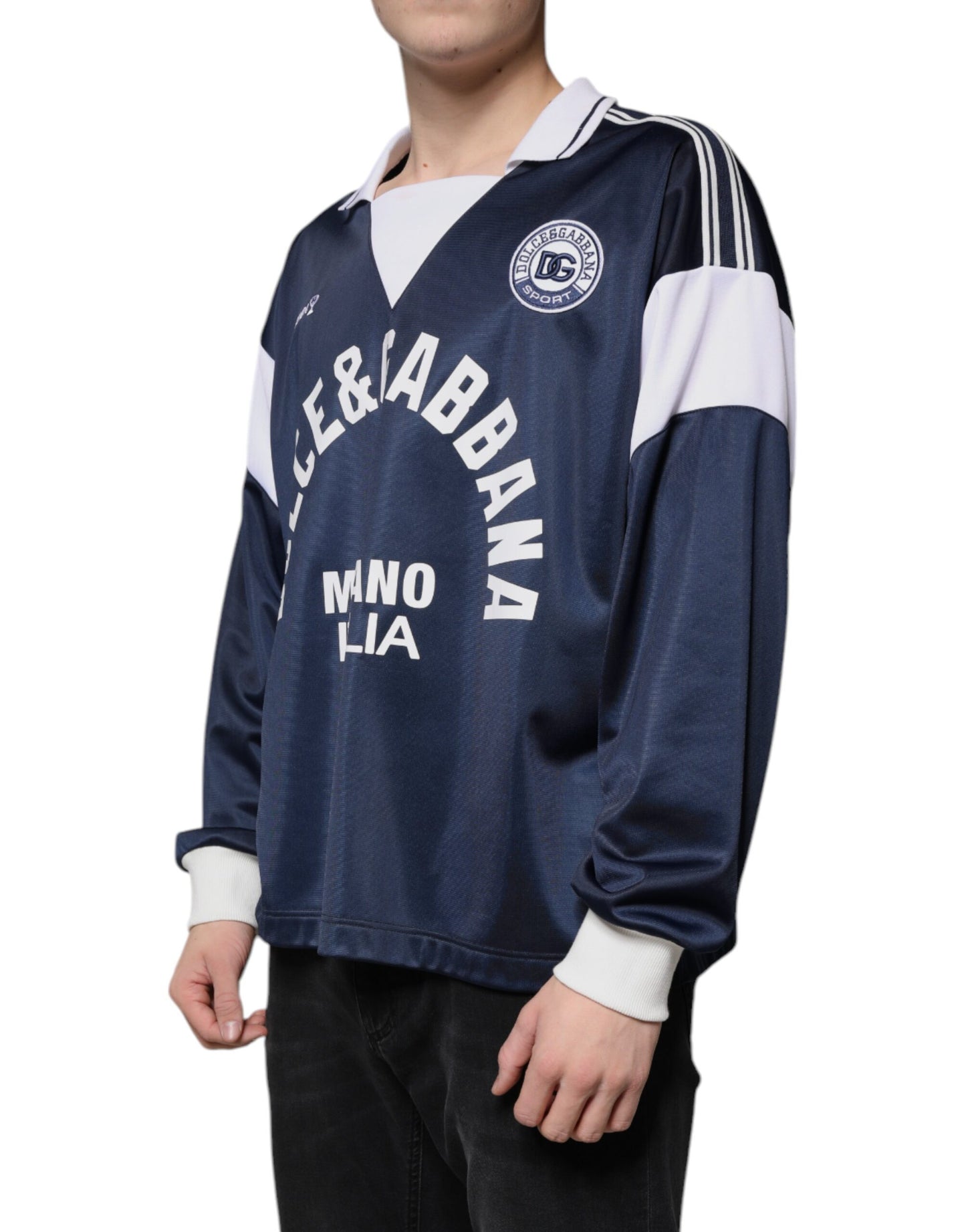 Dolce & Gabbana Blue White Milano Long Sleeve Jersey T-shirt Dolce & Gabbana