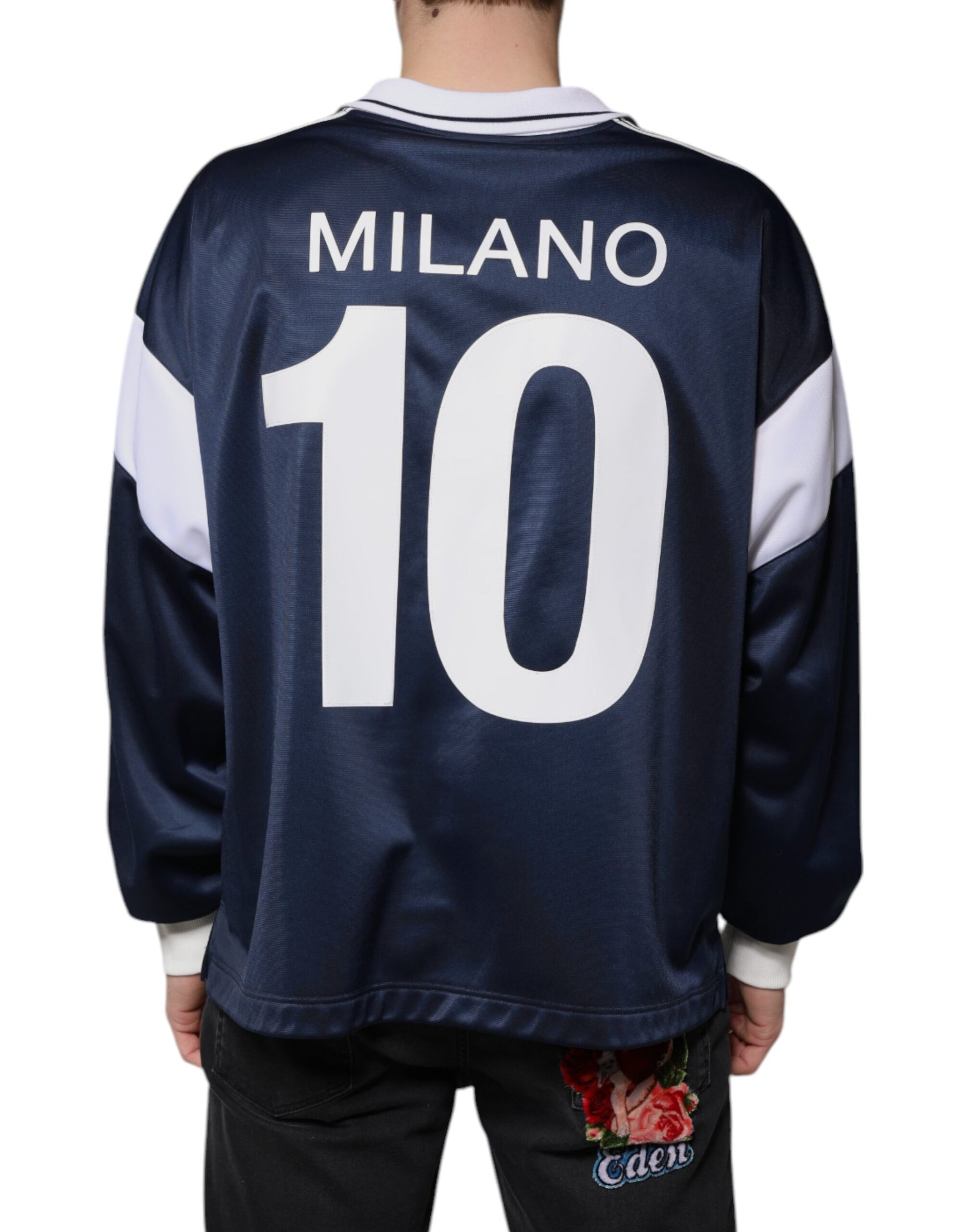 Dolce & Gabbana Blue White Milano Long Sleeve Jersey T-shirt Dolce & Gabbana