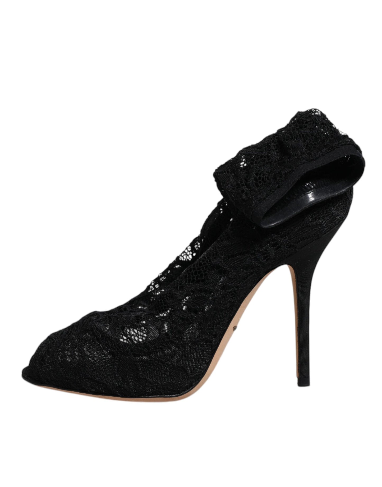 Dolce & Gabbana Black Lace Stretch Heels Mid Calf Boots Shoes Dolce & Gabbana