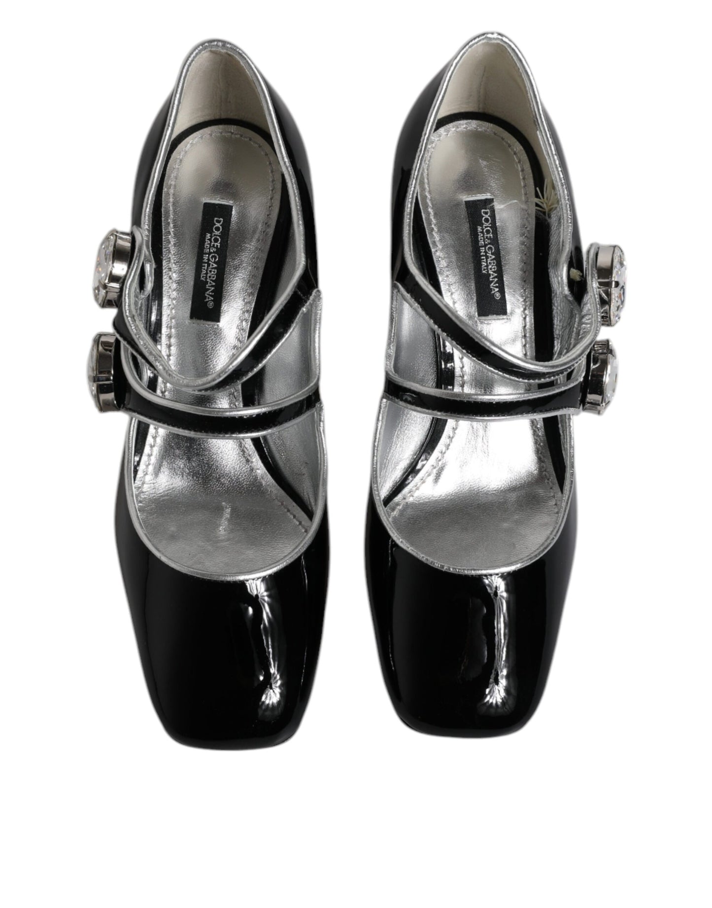 Dolce & Gabbana Black Patent Leather Crystal Mary Jane Pumps Shoes Dolce & Gabbana