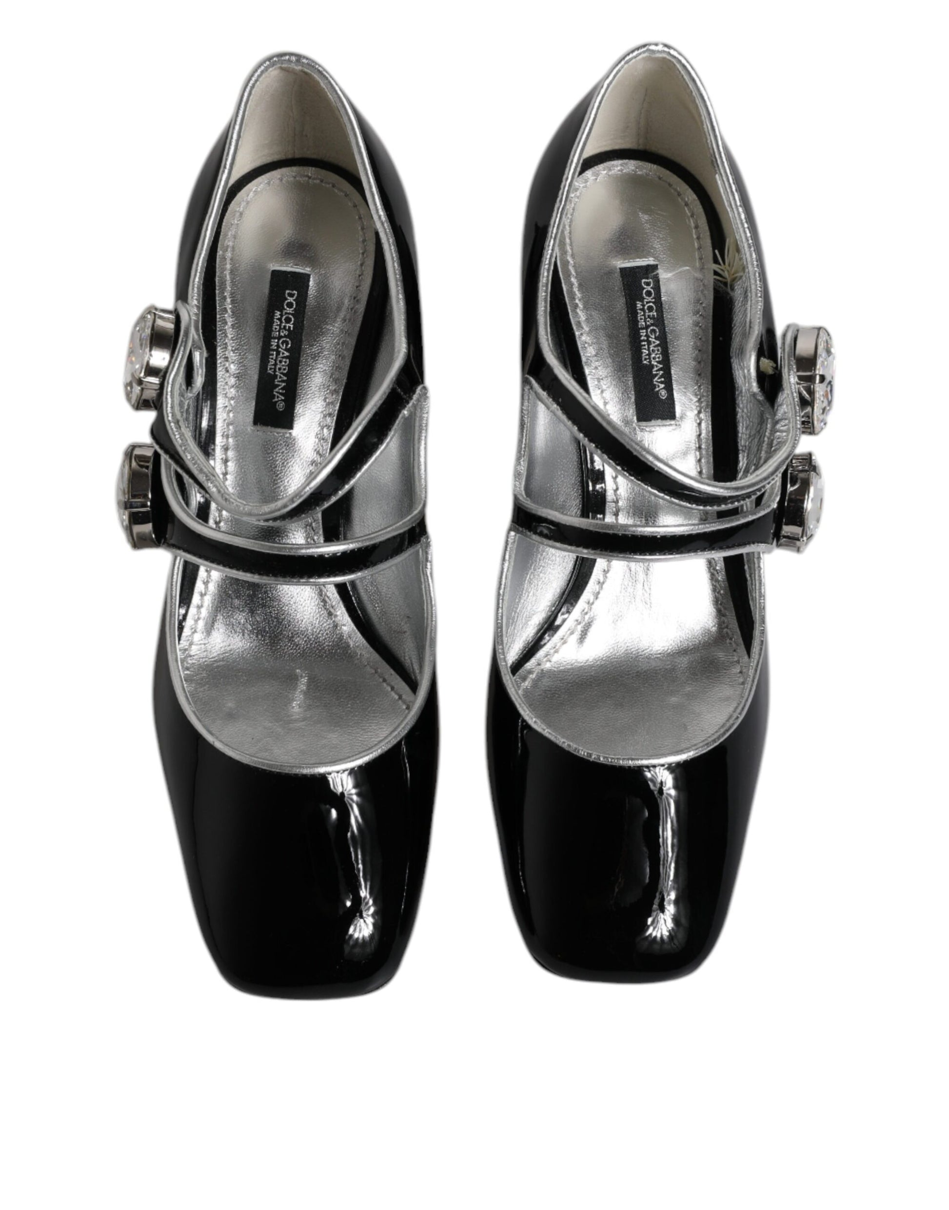 Dolce & Gabbana Black Patent Leather Crystal Mary Jane Pumps Shoes Dolce & Gabbana