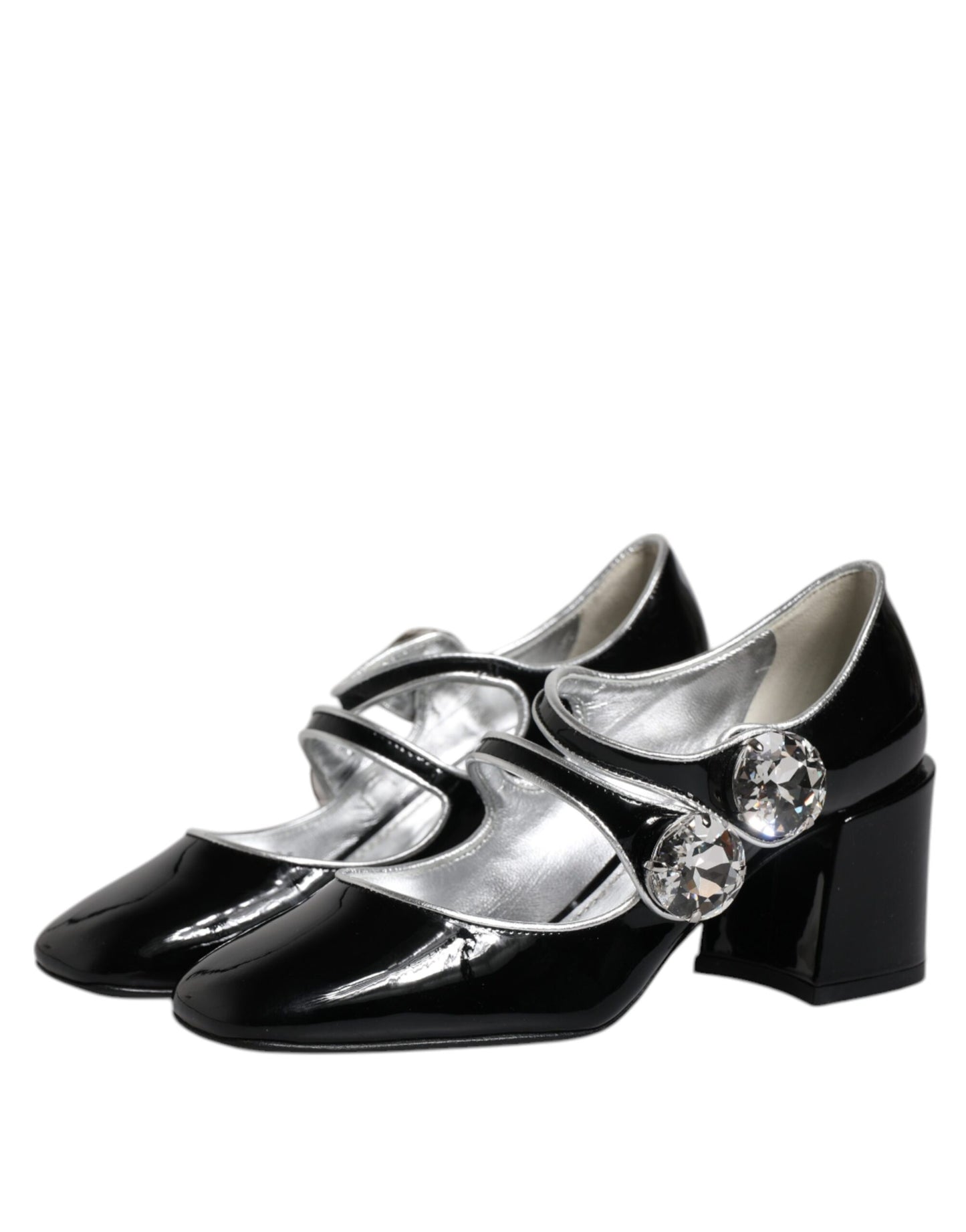 Dolce & Gabbana Black Patent Leather Crystal Mary Jane Pumps Shoes Dolce & Gabbana