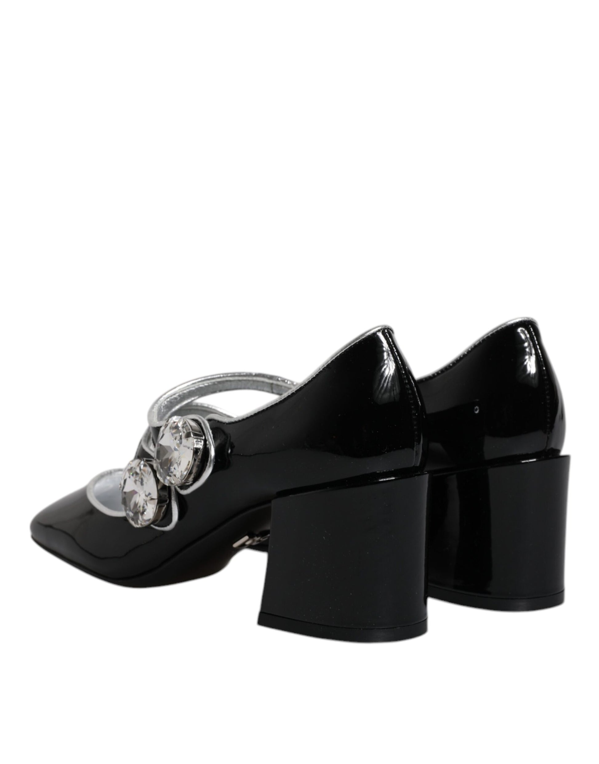 Dolce & Gabbana Black Patent Leather Crystal Mary Jane Pumps Shoes Dolce & Gabbana
