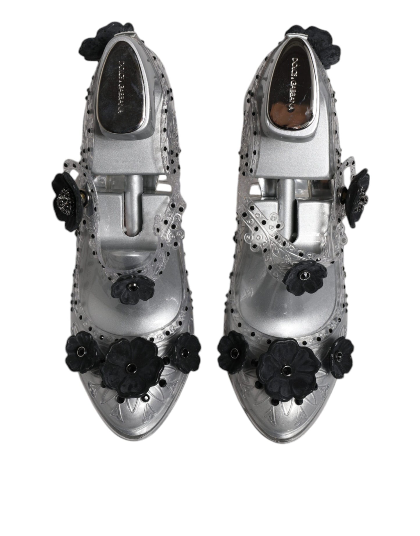 Dolce & Gabbana Clear Floral Crystal CINDERELLA Heels Shoes Dolce & Gabbana