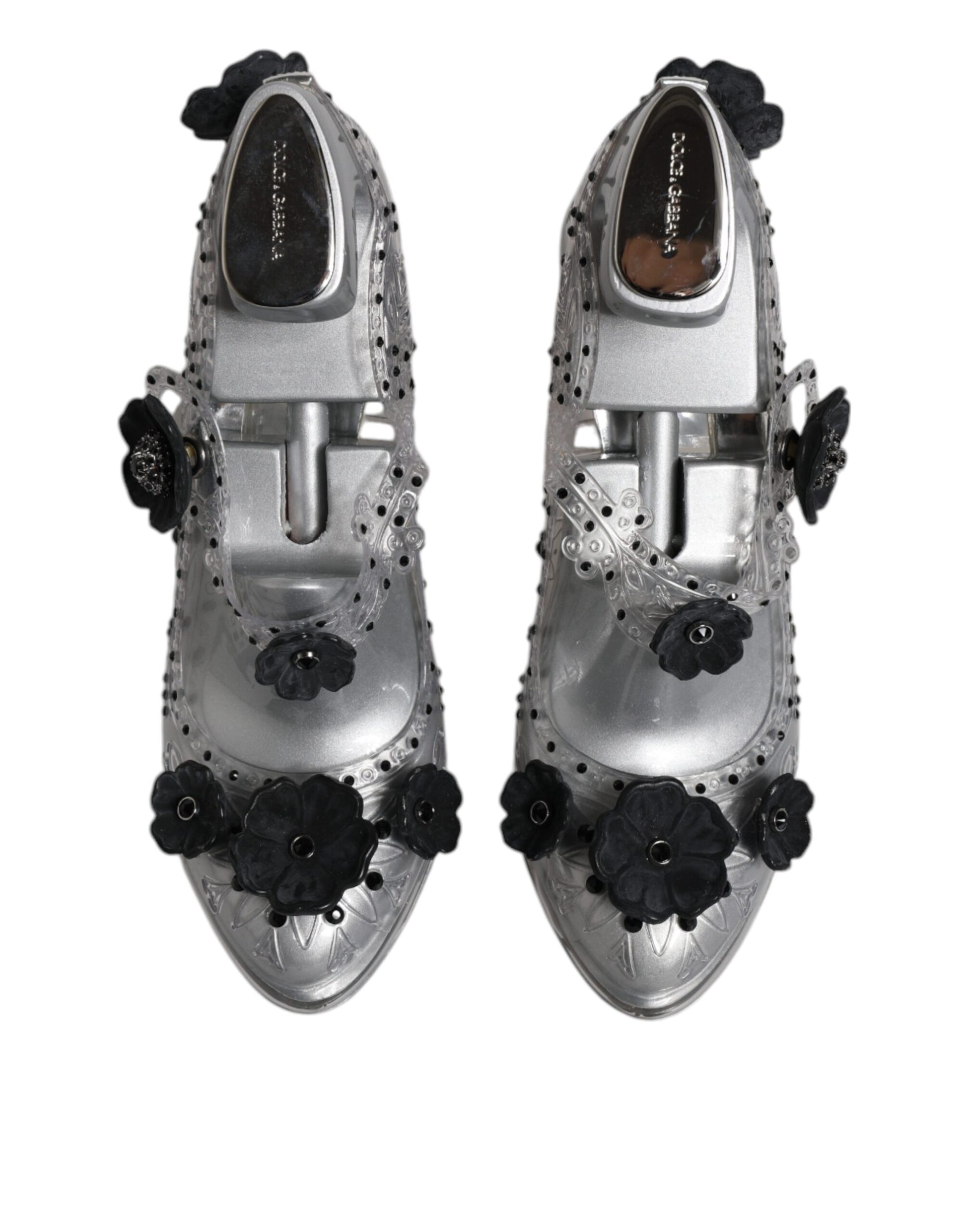 Dolce & Gabbana Clear Floral Crystal CINDERELLA Heels Shoes Dolce & Gabbana