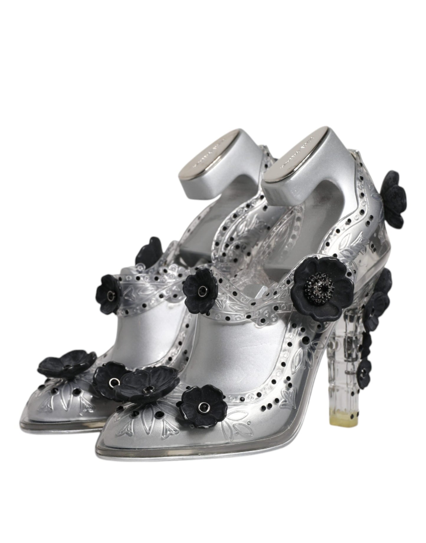 Dolce & Gabbana Clear Floral Crystal CINDERELLA Heels Shoes Dolce & Gabbana