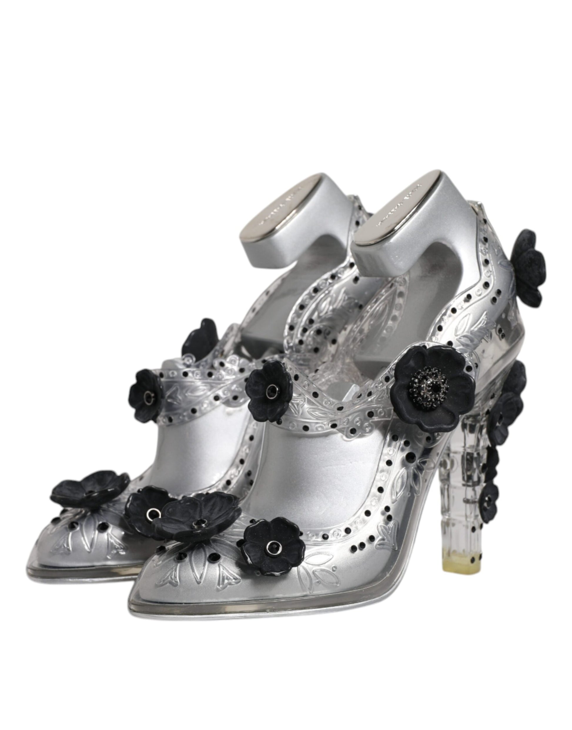 Dolce & Gabbana Clear Floral Crystal CINDERELLA Heels Shoes Dolce & Gabbana
