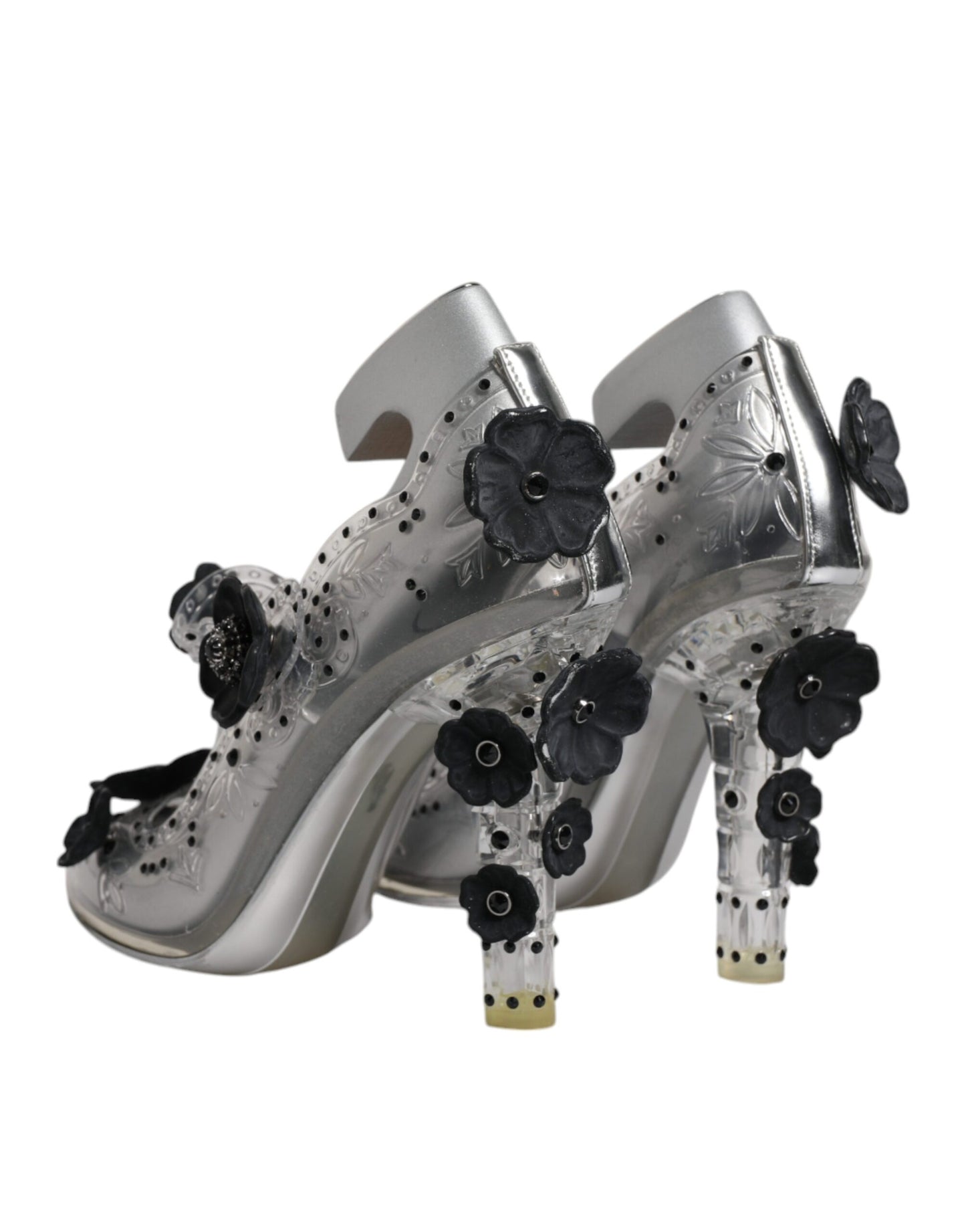 Dolce & Gabbana Clear Floral Crystal CINDERELLA Heels Shoes Dolce & Gabbana