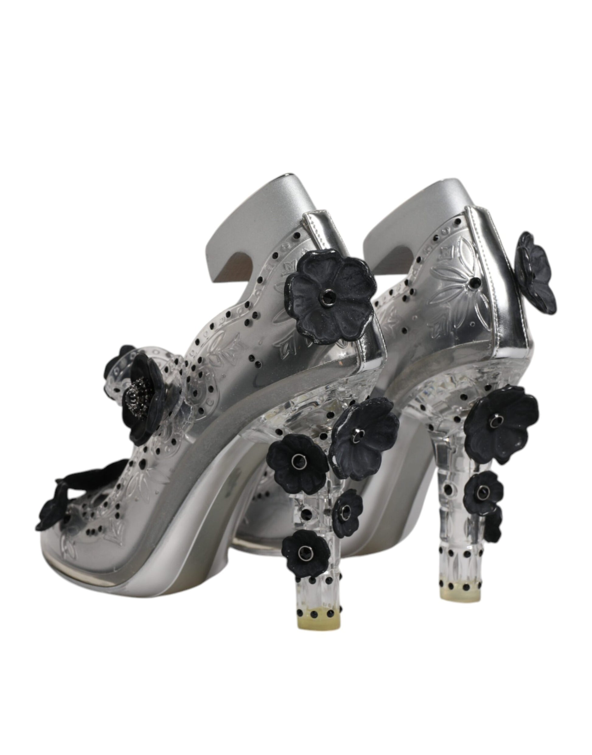 Dolce & Gabbana Clear Floral Crystal CINDERELLA Heels Shoes Dolce & Gabbana