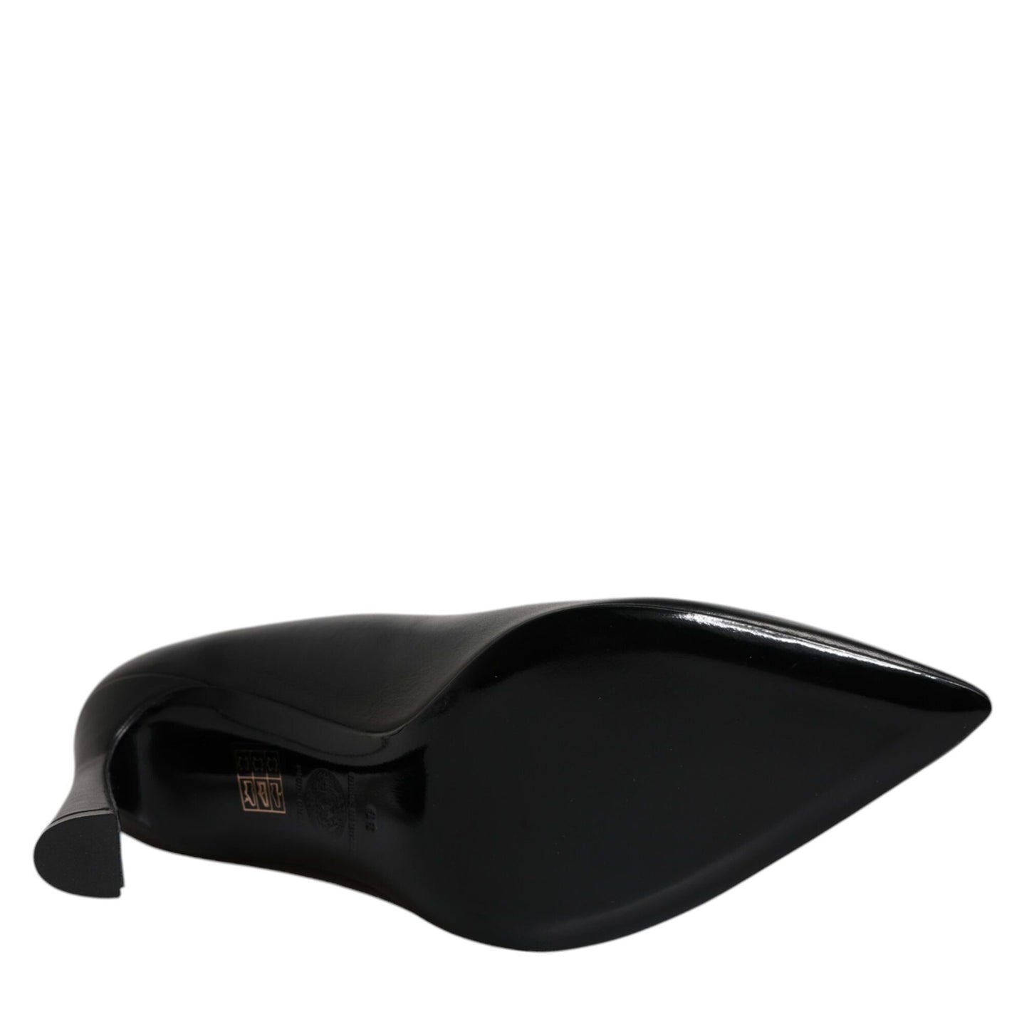 Versace Black Leather Logo Plaque High Heels Pumps Shoes Versace